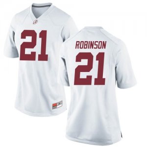 Women's Alabama Crimson Tide #21 Jahquez Robinson White Game NCAA College Football Jersey 2403NNSW5